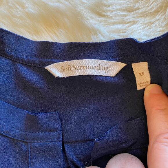 Soft Surroundings Blue V-Neck Split Ruffle Sleeve Tunic XS - Picture 5 of 9